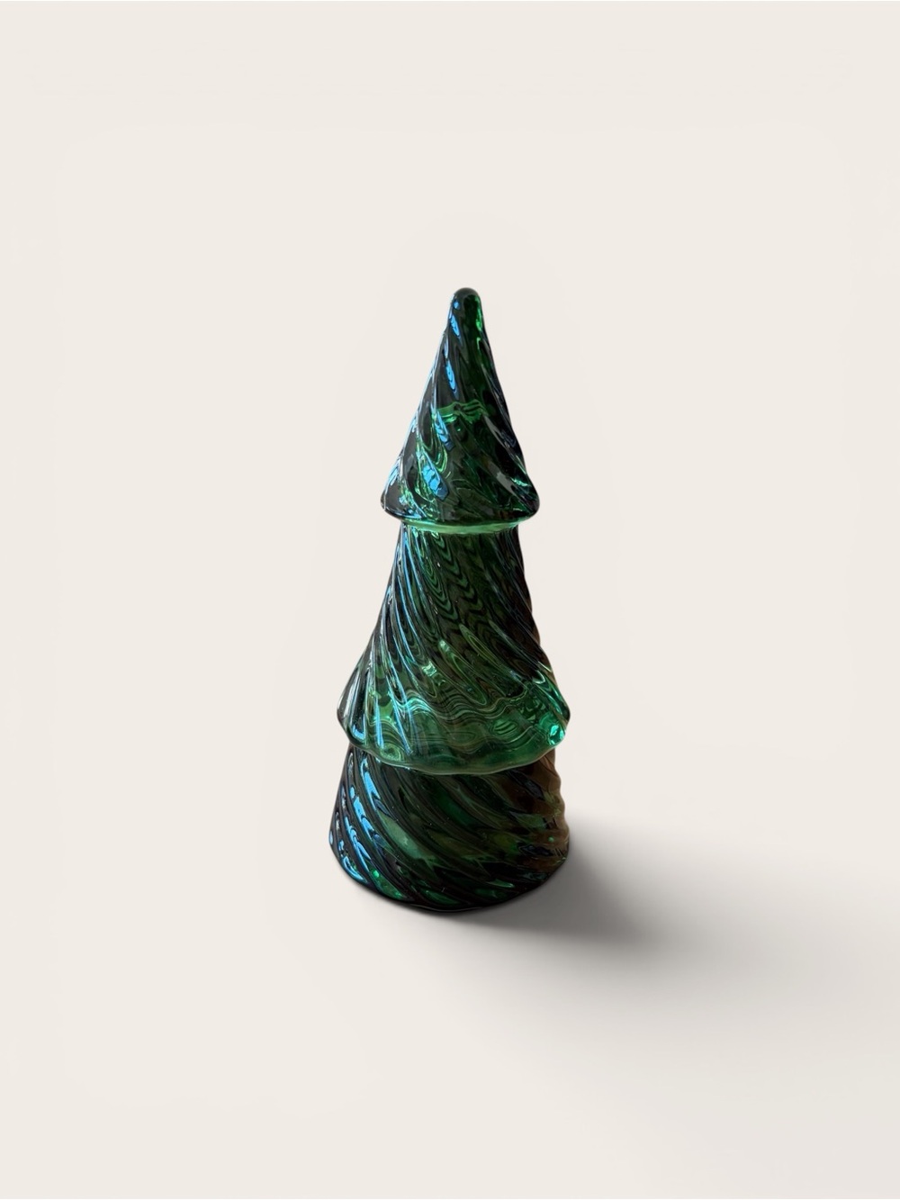 TAG Green Swirled Glass Tree Votive Holder